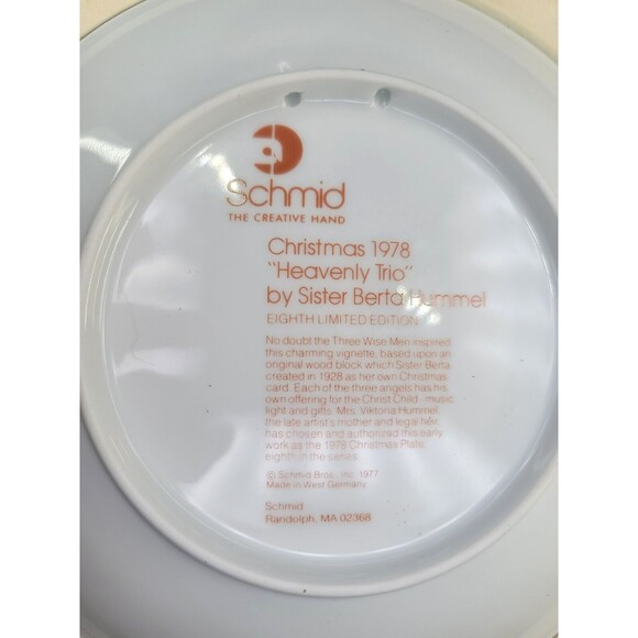 HUMMEL '78 Birthday Plate Christmas Gift 7.25''D Heavenly Trio by Sister Berta - Picture 5 of 12